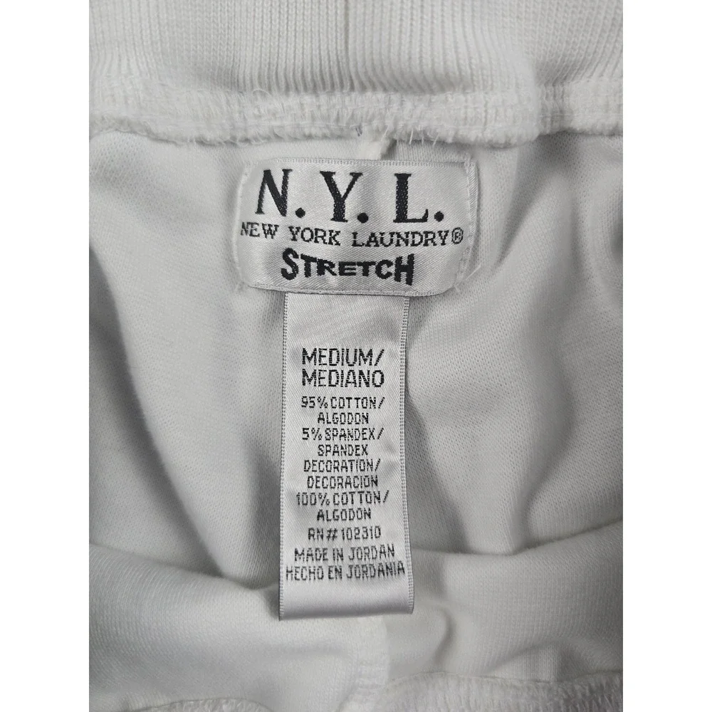 New York Laundry White Track Pants Blue Mesh Stripe Stitched Crease Medium